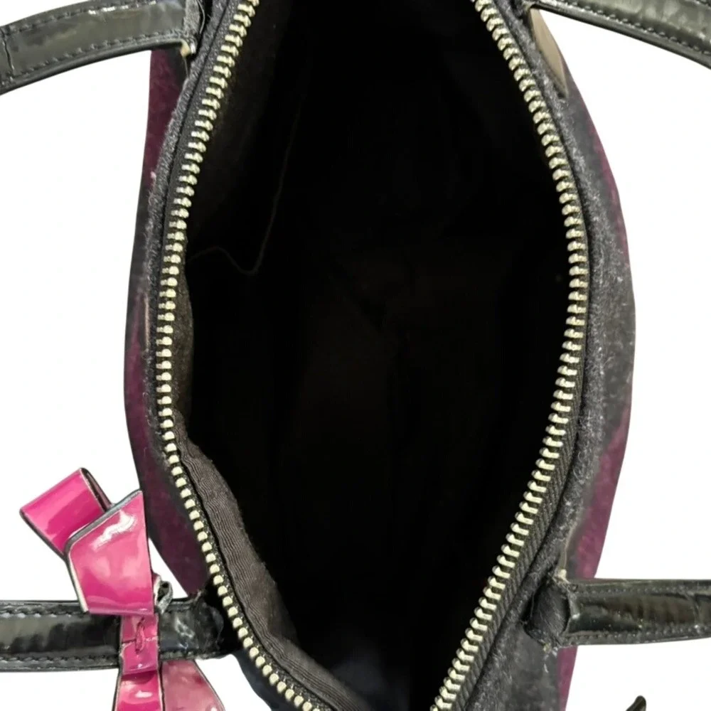 Coach Signature Wool Stripe Satchel‎ Passion Berry Charcoal F24784